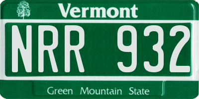 VT license plate NRR932