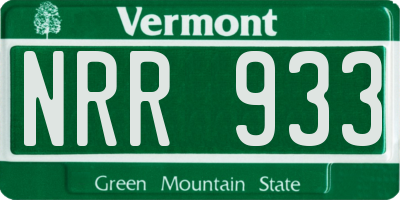 VT license plate NRR933