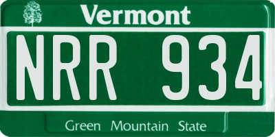 VT license plate NRR934