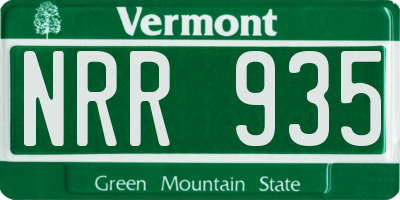 VT license plate NRR935