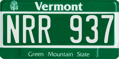 VT license plate NRR937