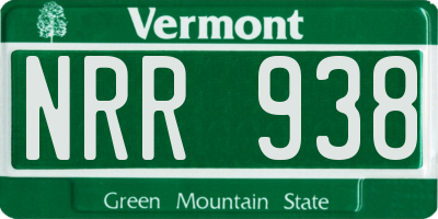 VT license plate NRR938