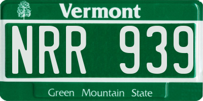 VT license plate NRR939