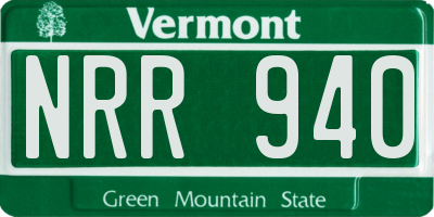 VT license plate NRR940