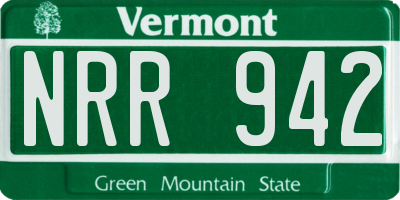 VT license plate NRR942