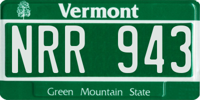 VT license plate NRR943