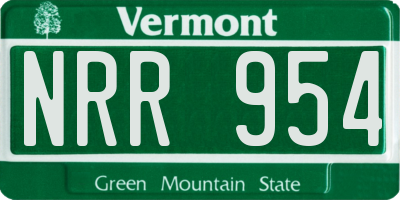 VT license plate NRR954