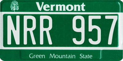 VT license plate NRR957