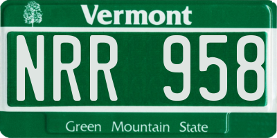 VT license plate NRR958
