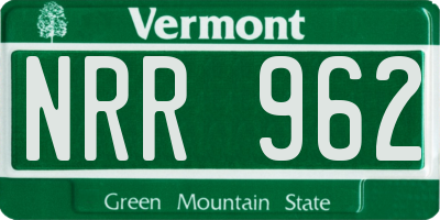 VT license plate NRR962