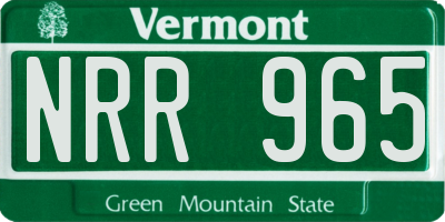 VT license plate NRR965