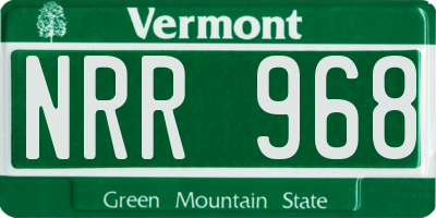 VT license plate NRR968