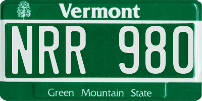 VT license plate NRR980