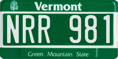 VT license plate NRR981