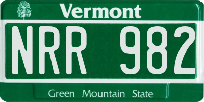 VT license plate NRR982