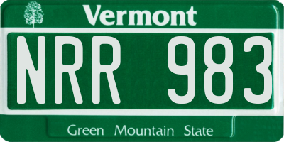 VT license plate NRR983