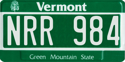 VT license plate NRR984
