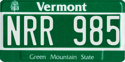VT license plate NRR985