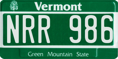 VT license plate NRR986