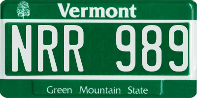 VT license plate NRR989