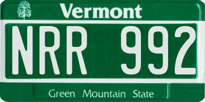 VT license plate NRR992