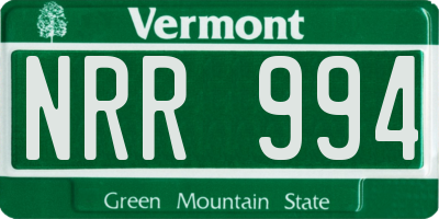 VT license plate NRR994