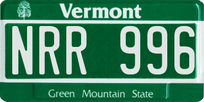 VT license plate NRR996