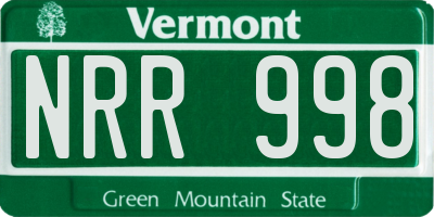 VT license plate NRR998
