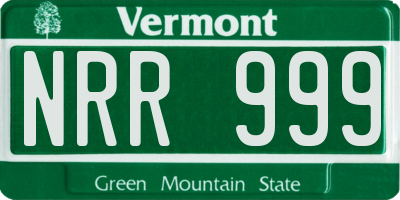 VT license plate NRR999