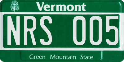VT license plate NRS005