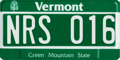 VT license plate NRS016