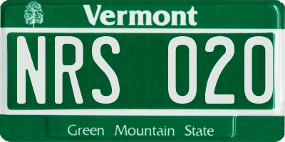VT license plate NRS020