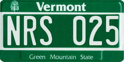 VT license plate NRS025