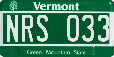 VT license plate NRS033