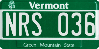 VT license plate NRS036
