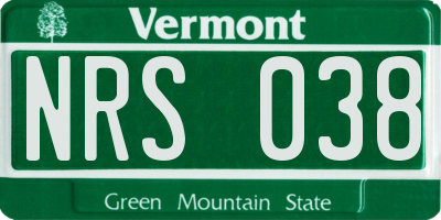 VT license plate NRS038