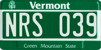 VT license plate NRS039