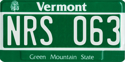 VT license plate NRS063