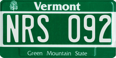 VT license plate NRS092
