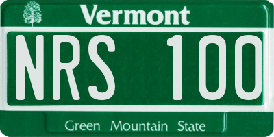 VT license plate NRS100