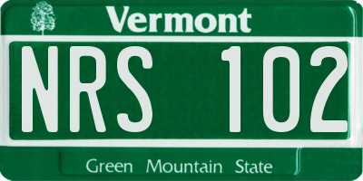 VT license plate NRS102