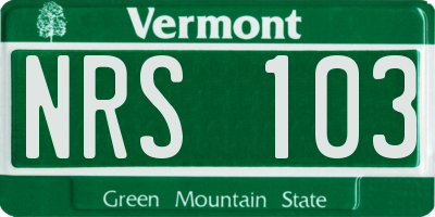 VT license plate NRS103