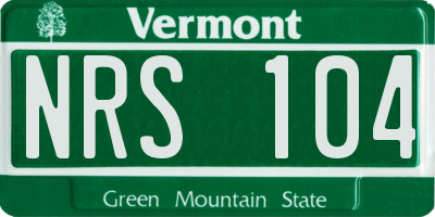 VT license plate NRS104