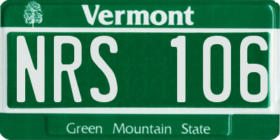 VT license plate NRS106