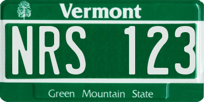 VT license plate NRS123