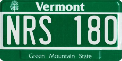 VT license plate NRS180
