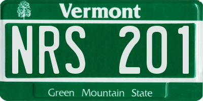 VT license plate NRS201