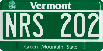 VT license plate NRS202
