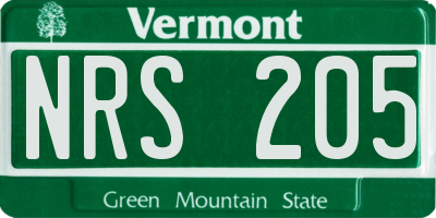 VT license plate NRS205