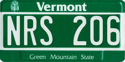 VT license plate NRS206